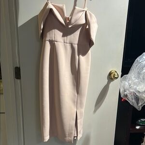 BCBGMaxAzria Pink Off-Shoulder Sheath Dress